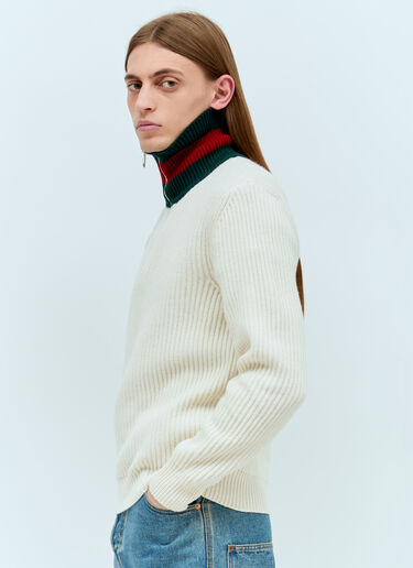 Wool Knit Web Sweater Gucci Wool Knit Web Sweater Cream guc0155026