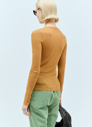 Max Mara V 넥 실크 탑 브라운 max0256064
