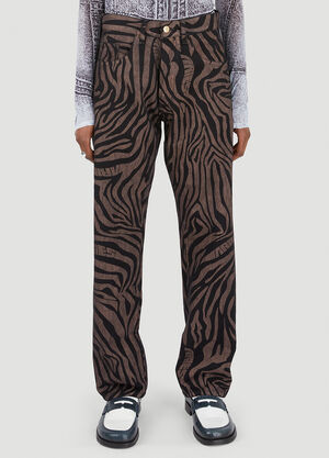 Aries x Juicy Couture Tiger Print Batten Jeans Black ajy0352006