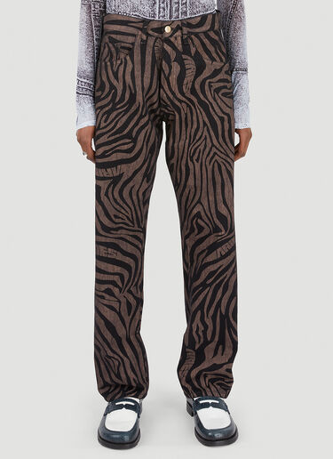 Aries Tiger Print Batten Jeans Brown ari0246007