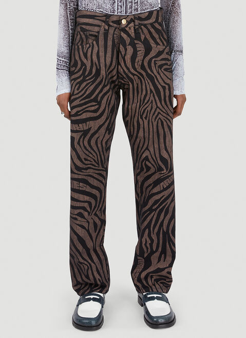 Aries Tiger Print Batten Jeans White ari0254007