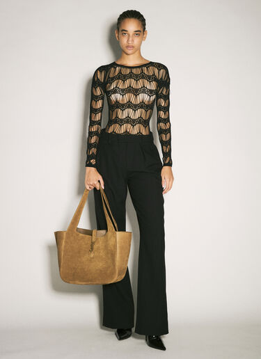 Saint Laurent Le 5 à 7 Bea Suede Shoulder Bag Brown sla0258029