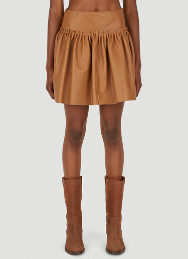 Max Mara Tritone Leather Skirt Brown max0250018