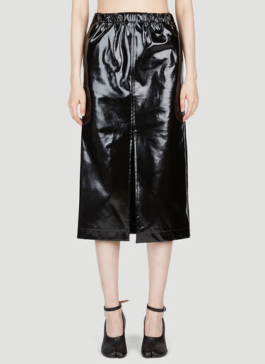 Maison Margiela High Shine Midi Skirt Black mla0253002