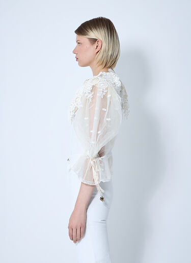 Chloé Puff-Sleeve Bodysuit With Lace Detail White chl0260001