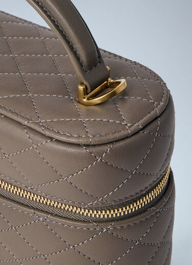 Saint Laurent Quilted Leather Vanity Case Grey sla0263095