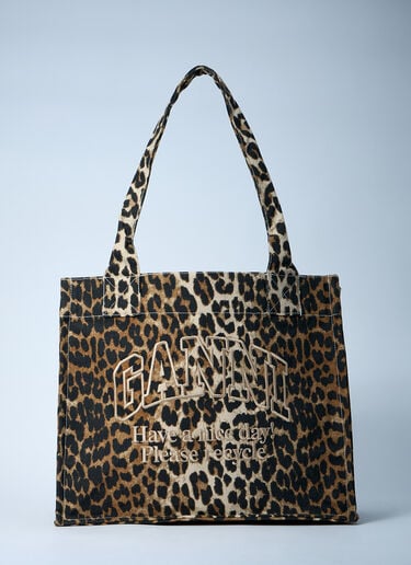 GANNI Large Easy Shopping Tote Bag Brown gan0261033