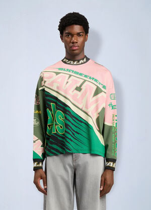 Palm Angels Racing Loose Long-Sleeved T-Shirt Green pma0164150