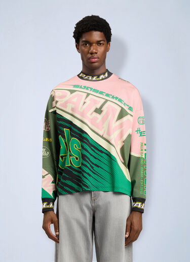 Palm Angels Racing Loose Long-Sleeved T-Shirt Green pma0164150