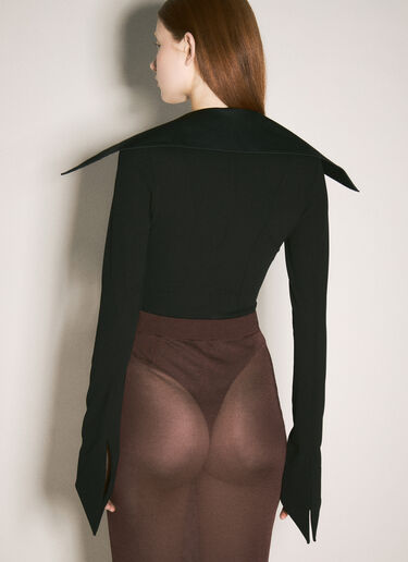 Spiky Satin Collar Bodysuit Mugler Spiky Satin Collar Bodysuit Black mug0258006