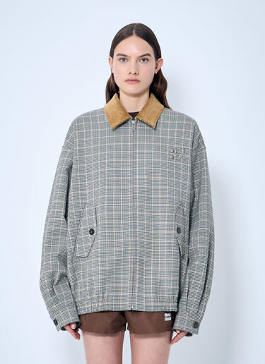Miu Miu Checked Double-Weave Blouson Jacket Brown miu0360002