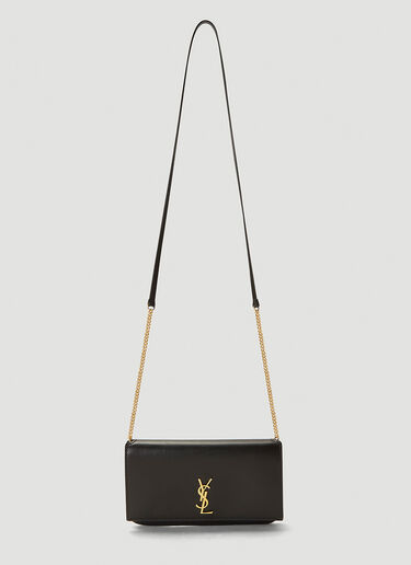Leather Phone Holder Saint Laurent Leather Phone Holder Black sla0241053