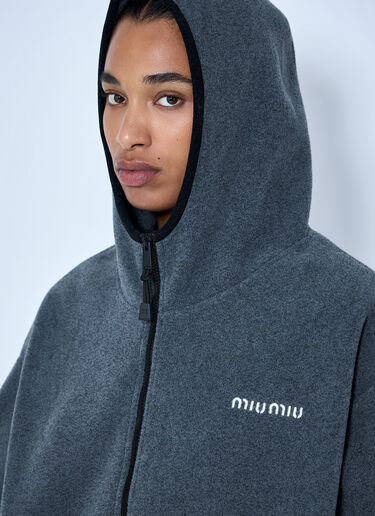 Miu Miu フード付きジップスウェットシャツ グレー miu0366010