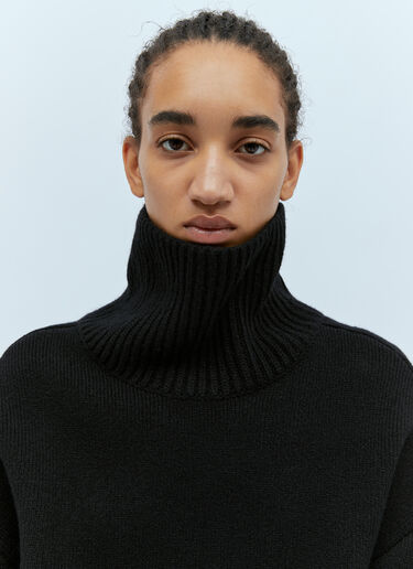 KHAITE Landed High Neck Knit Sweater Black kha0253014