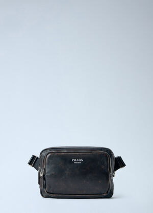 Prada Distressed Nappa Leather Shoulder Bag Brown pra0165003