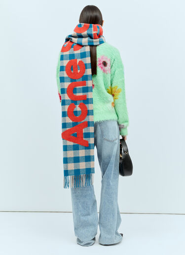 Acne Studios Check Logo Scarf Blue acn0256048