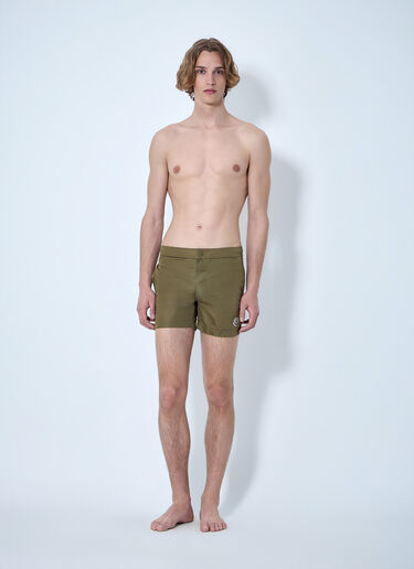 Moncler Elastic Waist Swim Shorts Khaki mon0164011