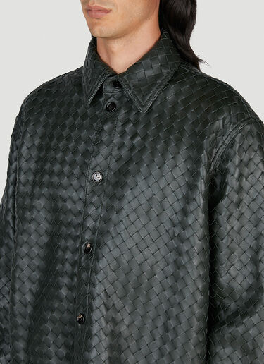 Bottega Veneta Intrecciato Leather Shirt Green bov0153008