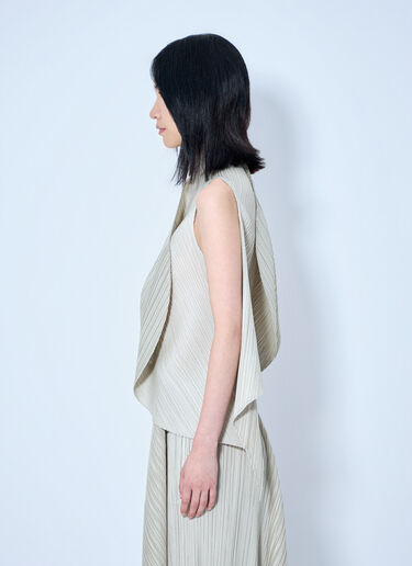 Pleats Please Issey Miyake Sleeveless Pleated Top Beige plp0264017
