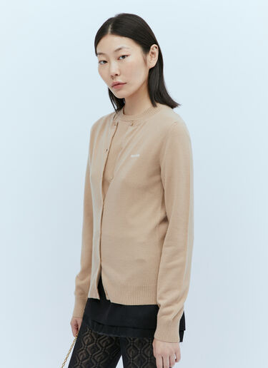 Logo Embroidery Cashmere Cardigan Miu Miu Logo Embroidery Cashmere Cardigan Beige miu0254002