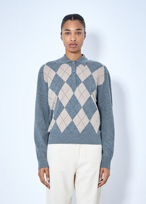 RÓHE Argyle Mouliné Polo Grey roe0265017