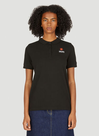 Kenzo Logo Embroidery Polo Shirt Black knz0250019