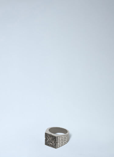 LN-CC® - Off-White: Bling Strass Ow Ring - Grey Off-White Bling Strass Ow Ring Grey ofw0164371