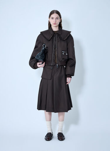 GANNI Duchesse Nylon Bomber Jacket Dark Brown gan0263026