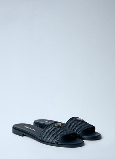 Prada Leather Slides With Crochet Details Black pra0264043