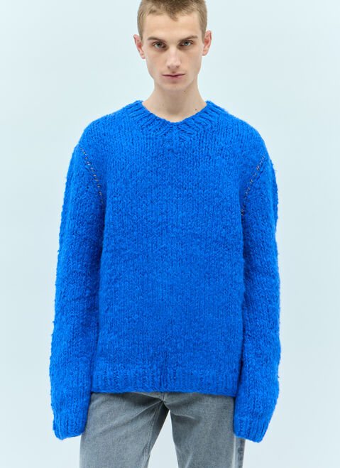 Thom Browne 니트 알파카 믹스 스웨터 블루 thb0154006