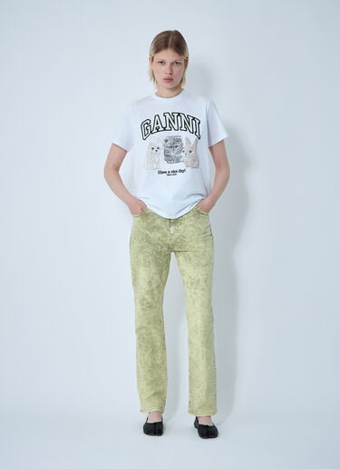 GANNI Foil Overdyed Jeans White gan0260010
