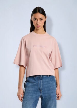Palm Angels Rhinestone Boxy Tee Pink pma0266214