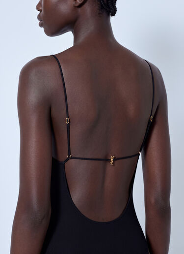 LN-CC® - Saint Laurent: Strappy Midi Dress - Black Saint Laurent Strappy Midi Dress Black sla0264038