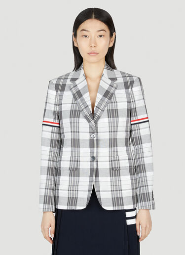 Thom Browne Plaid Single Breasted Blazer Grey thb0251003