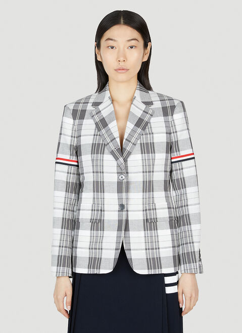 Jacquemus Plaid Single Breasted Blazer Beige jac0248040