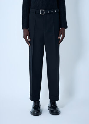 Jil Sander Belted Tailored Wool Pants Black jil0162024