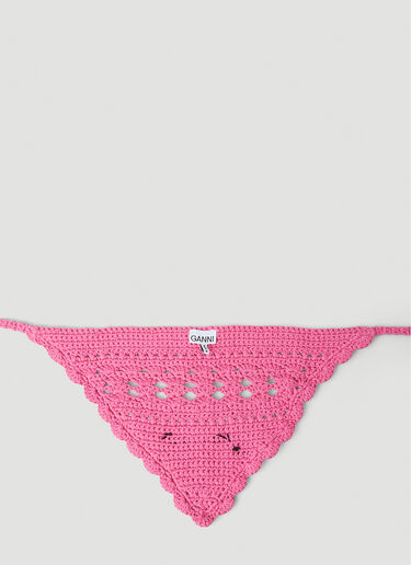 GANNI Logo Crochet Bandana Pink gan0251059