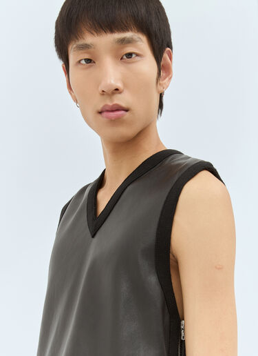 Dries Van Noten Leather And Knit Vest Black dvn0158015
