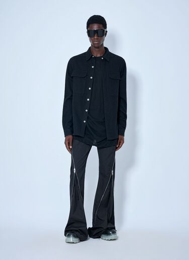 LN-CC® - Rick Owens: Wool Blend Overshirt - Black Rick Owens Wool Blend Overshirt Black ric0165070