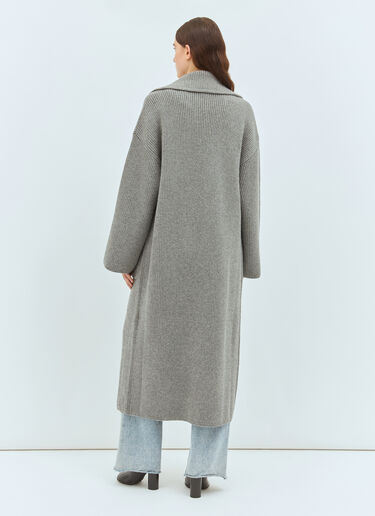 TOTEME Rib-Knit Cardi Coat Grey tot0259025