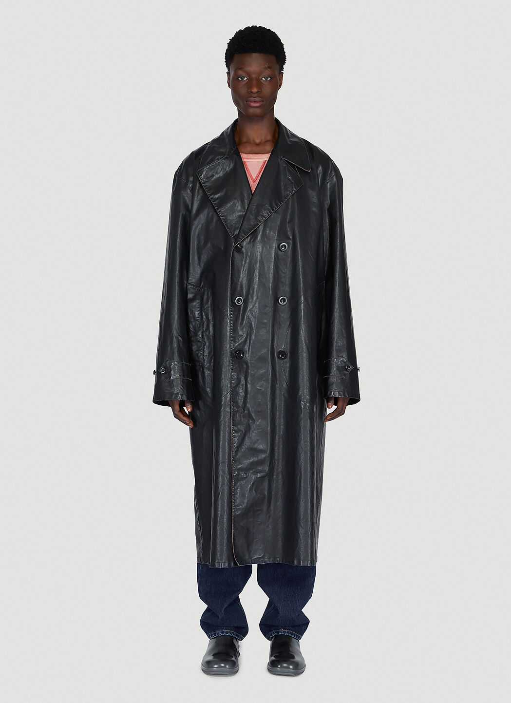 Noak check lined trench coat in stone top