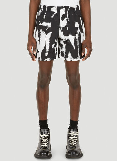 Alexander McQueen All Over Graffiti Print Shorts Black amq0149045