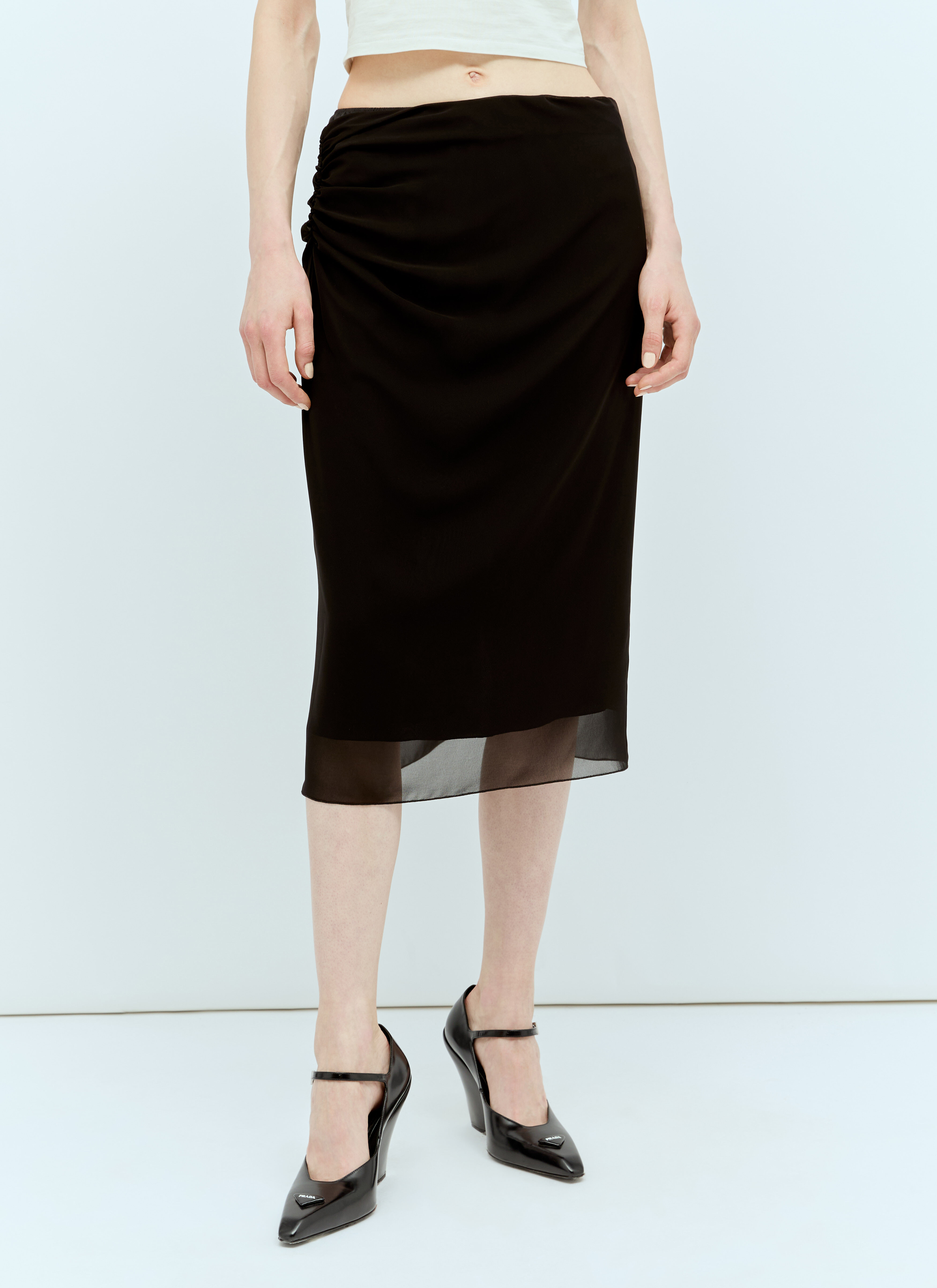 Prada Georgette Midi Skirt ブラック pra0256050