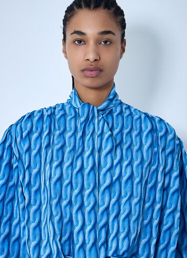Balenciaga Double Sleeve Pleated Dress Blue bal0259007