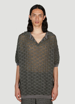 Isa Boulder Basket Weave Polo Shirt Grey isa0151003