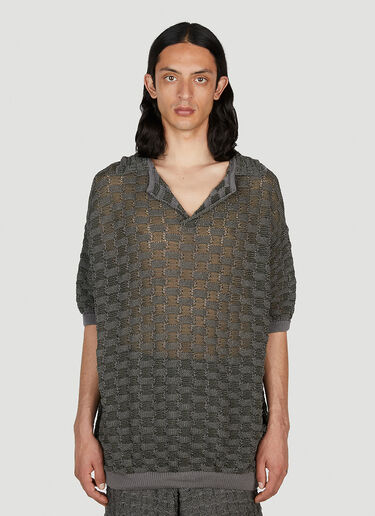 Isa Boulder Basket Weave Polo Shirt Grey isa0151003