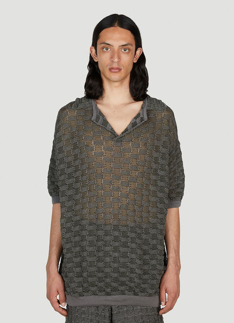 Raf Simons x Fred Perry Basket Weave Polo Shirt Dark Blue rsf0152007