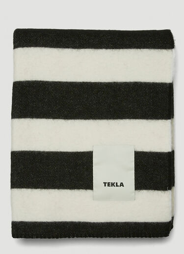 Tekla Striped Logo Patch Blanket Black tek0349021