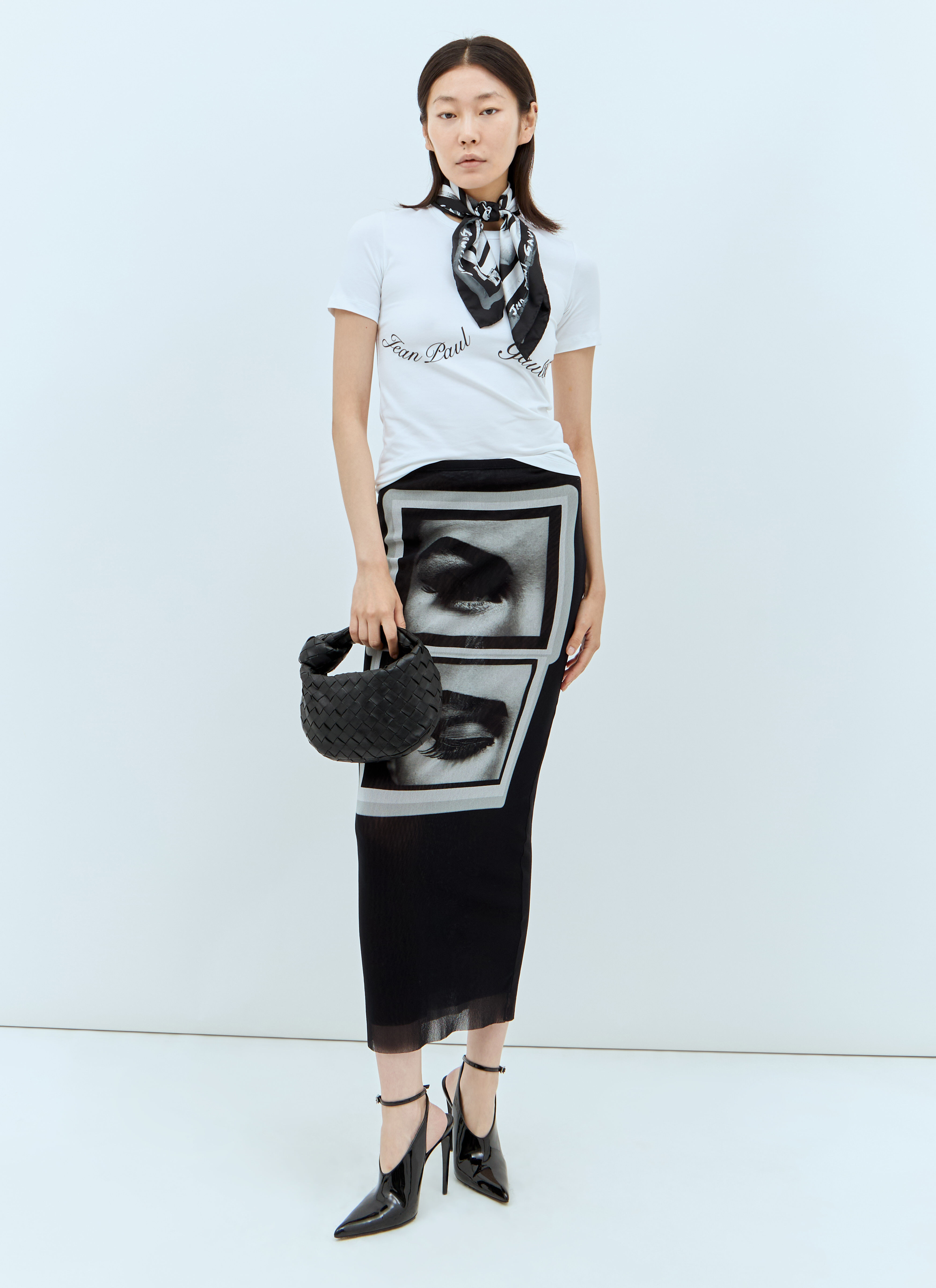 Jean Paul Gaultier Women's' Eyes And Lips Silk Scarf in White | LN-CC®