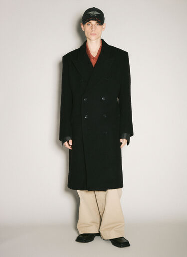 Martine Rose Double-Breasted Shirt Overcoat Black mtr0158007